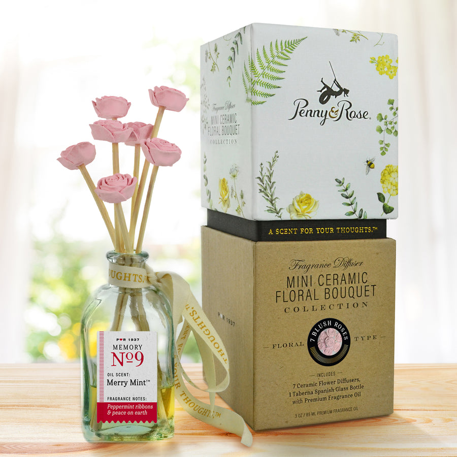 Mini Ceramic Floral Diffuser | Blush Rose