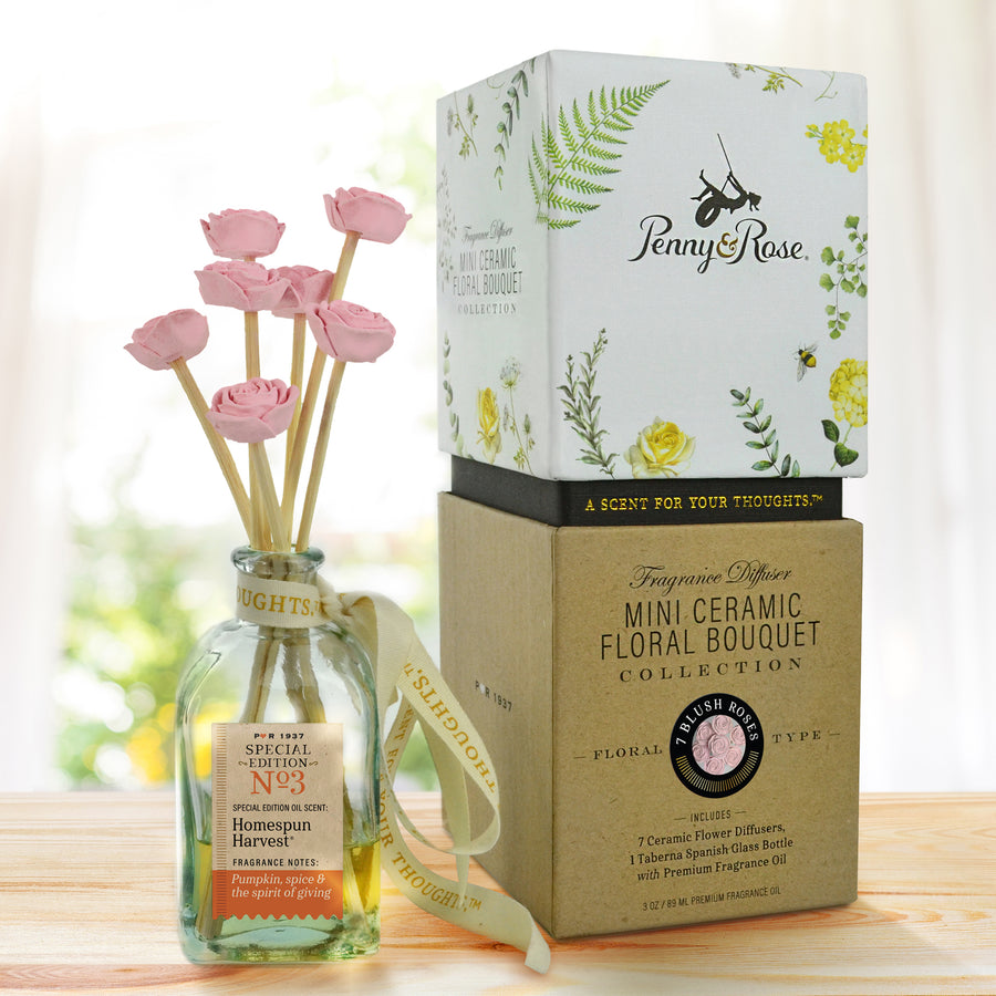 Mini Ceramic Floral Diffuser | Blush Rose